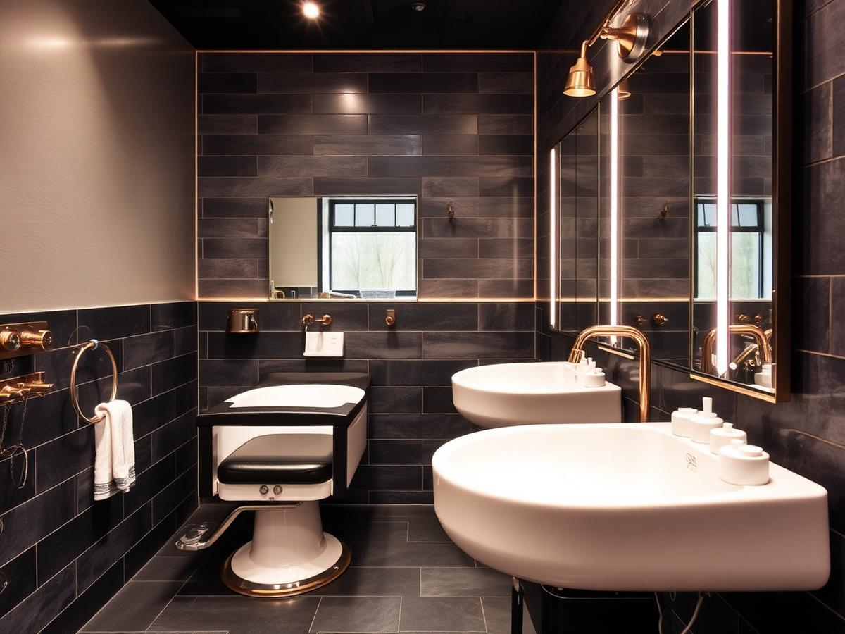 Wash station with copper fixtures